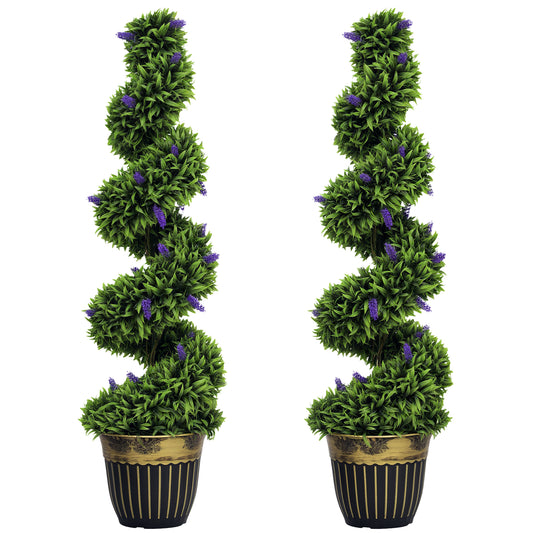 Set of 2 Decorative Artificial Plants with Lavender and Pot, 115cm