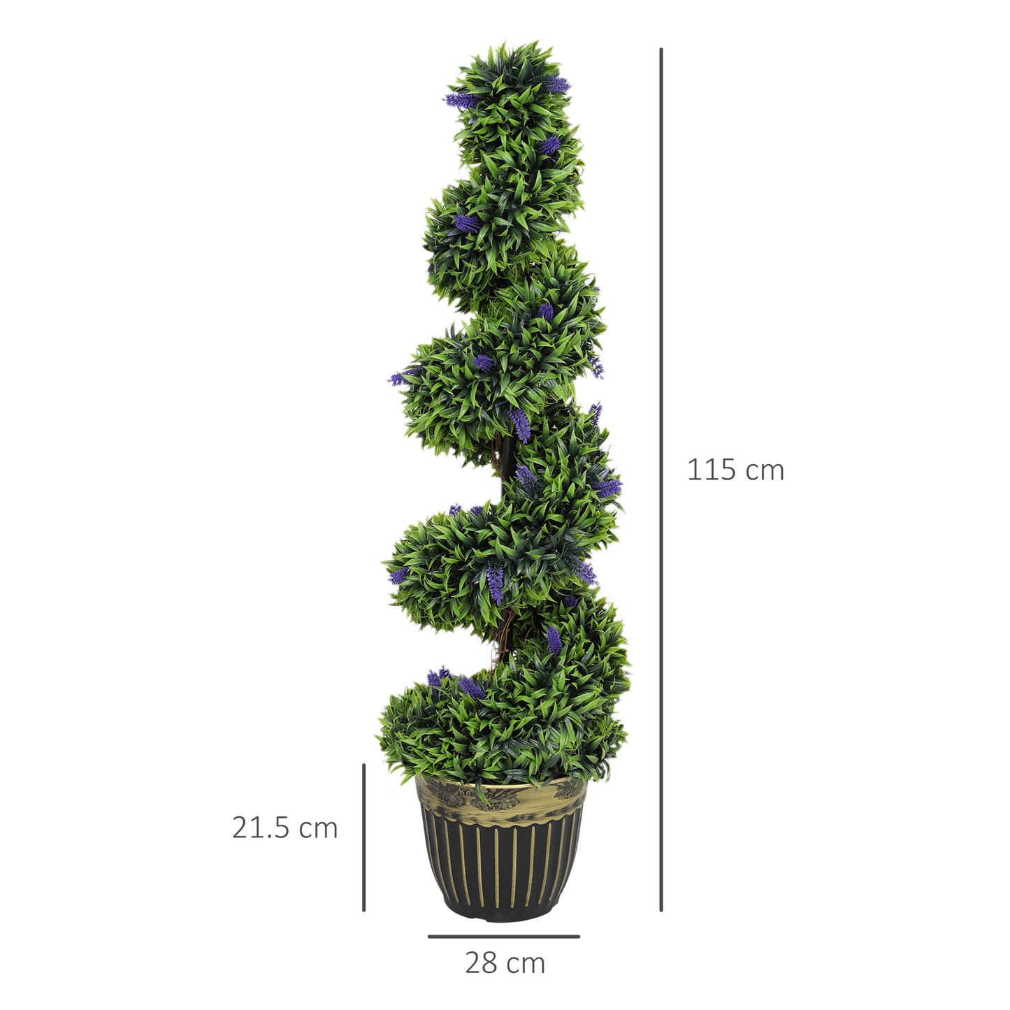 Set of 2 Decorative Artificial Plants with Lavender and Pot, 115cm