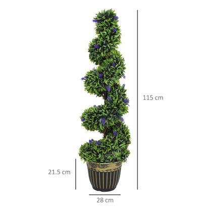 Set of 2 Decorative Artificial Plants with Lavender and Pot, 115cm