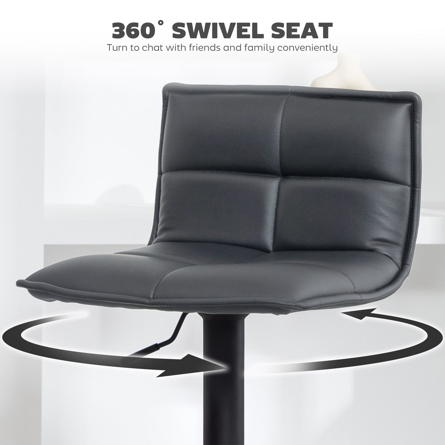 Bar Stools Set of 2 Swivel Height Adjustable Barstools Dark Grey
