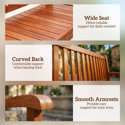 Garden Bench 2 Seater, Wooden Outdoor Bench with Waterproof Cover