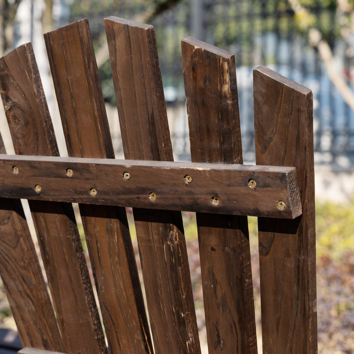 2 Seater Garden Bench Comfortable Fir Logs Love Chair with Wheel-Shaped Armrests, Outdoor Adirondack Wooden Loveseats, Carbonized colour