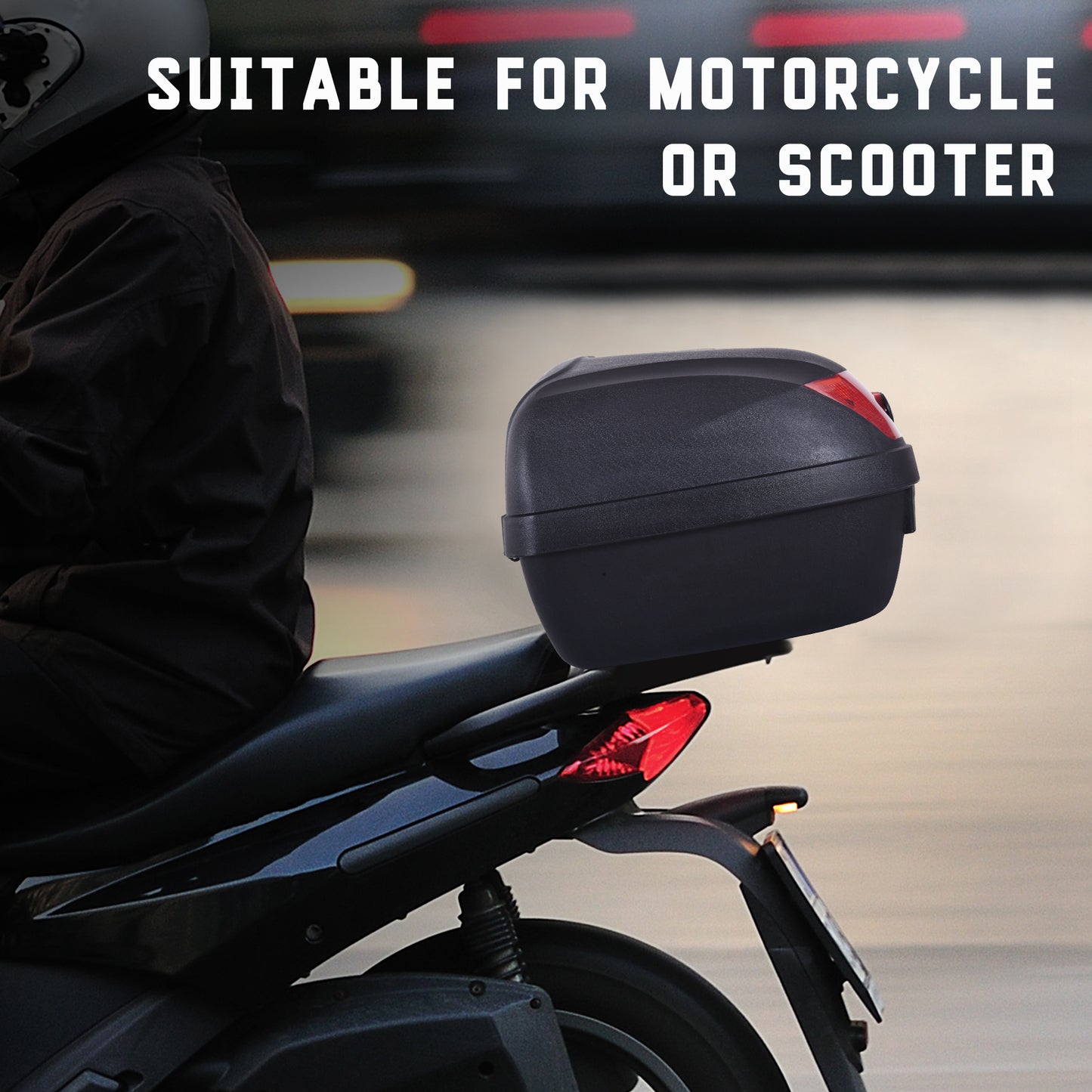 28L Motorcycle Tail box Helmet Top Case Storage Trunk Carrier Mount Rack