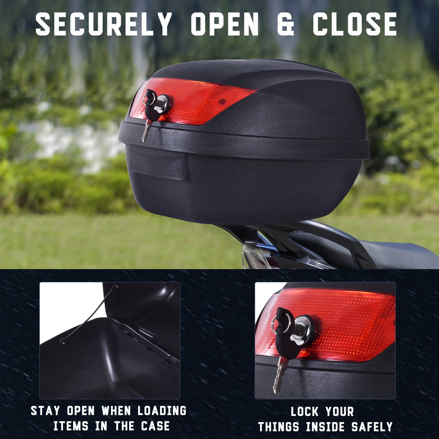 28L Motorcycle Tail box Helmet Top Case Storage Trunk Carrier Mount Rack