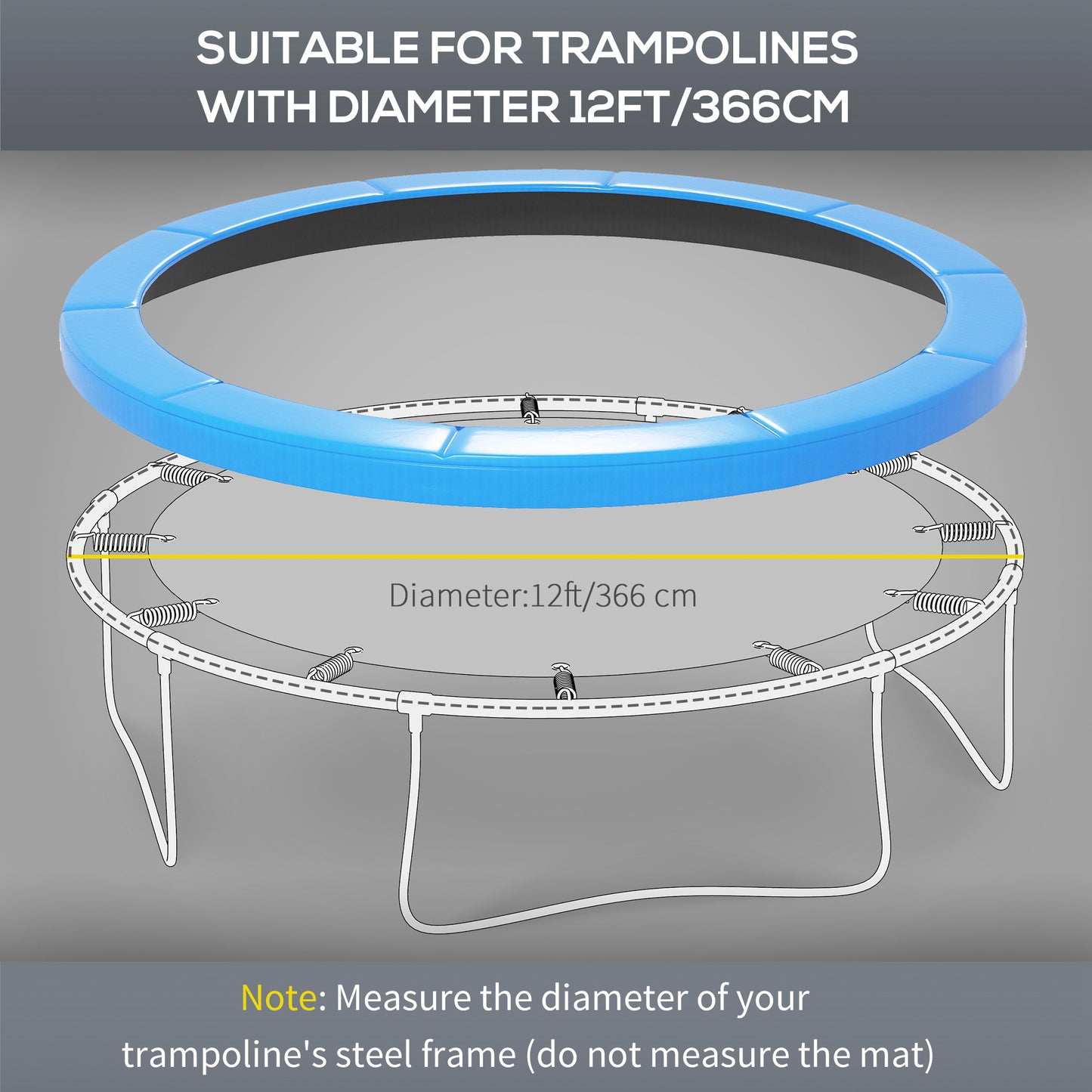 12ft Trampoline Accessories Pad Surround Pad Replacement Spare Light Blue