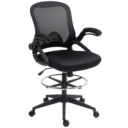 Mesh Office Stool, 60° Swivel Height Adjustable Chair, Black