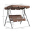 3-Seat Swing Chair Garden Swing Seat with Adjustable Canopy for Patio, Brown