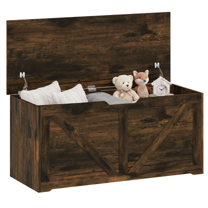 Storage Trunk for Living Room with Safety Hinges, 100cm, Rustic Brown