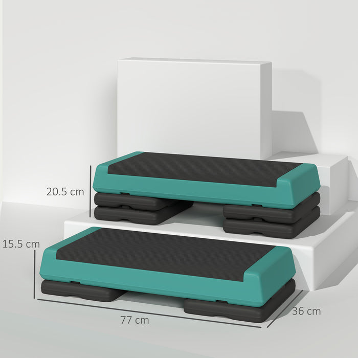 Aerobic Step, 10.5/15.5/20.5cm Exercise Stepper for Home, Green