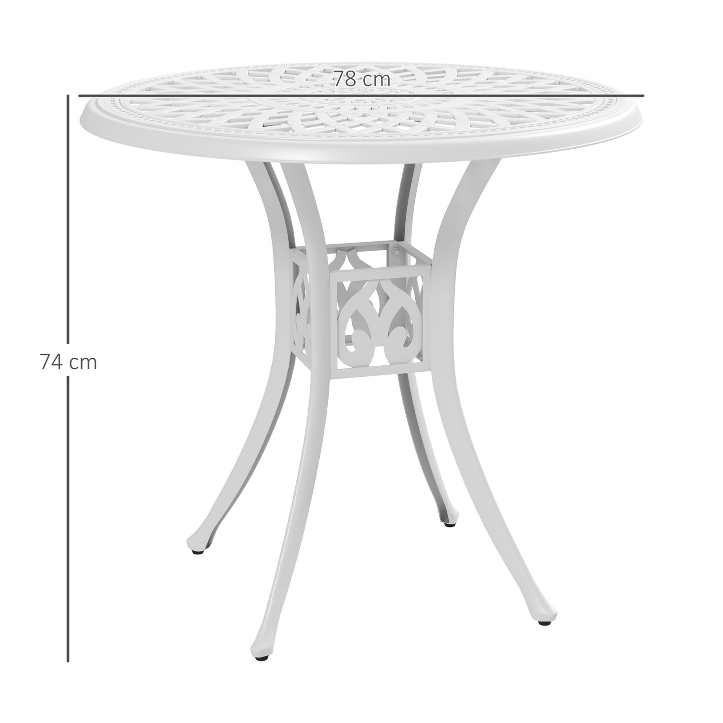 78 cm Round Garden Dining Table with Parasol Hole, White