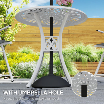 78 cm Round Garden Dining Table with Parasol Hole, White