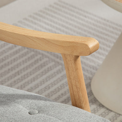 Modern High Back Rocking Chair with Solid Wood Legs, Light Grey