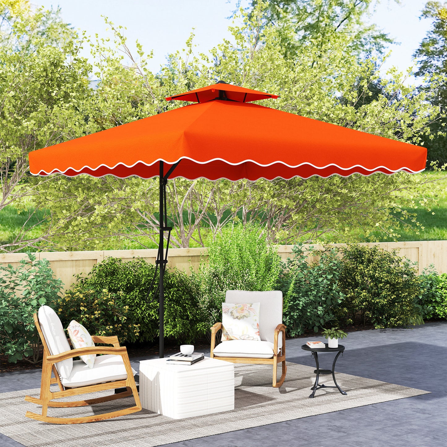 2.5m Cantilever Garden Parasol Umbrella with Cross Base, Orange