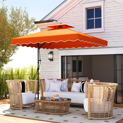 2.5m Cantilever Garden Parasol Umbrella with Cross Base, Orange
