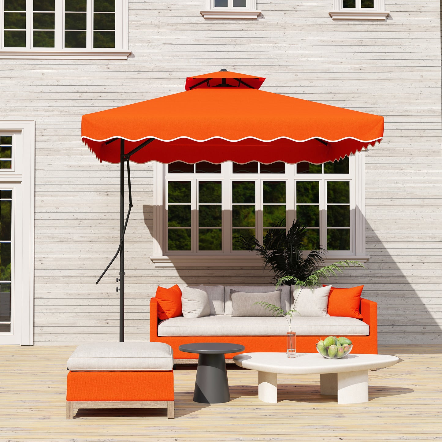 2.5m Cantilever Garden Parasol Umbrella with Cross Base, Orange