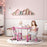 3 Pcs Height Adjustable Kids Table and Chair Set for Playroom - Pink