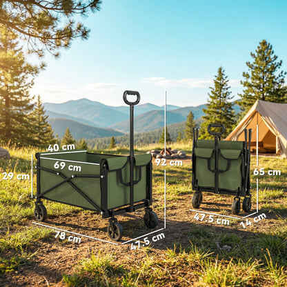 81L Festival Trolley on Wheels, Garden Folding Trolley Cart, Green
