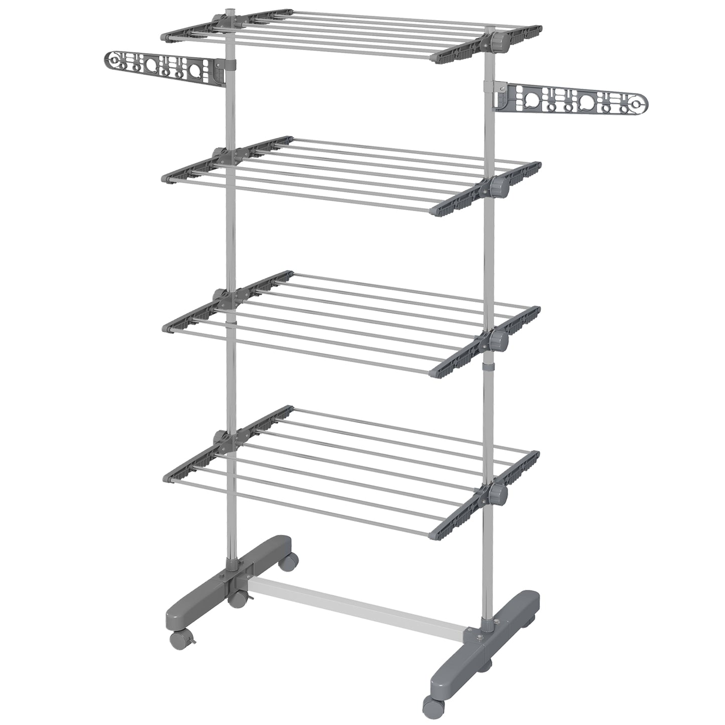 4-Tier Large Clothes Airer Stainless Steel Clothes Drying Rack Grey