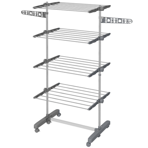 4-Tier Large Clothes Airer Stainless Steel Clothes Drying Rack Grey