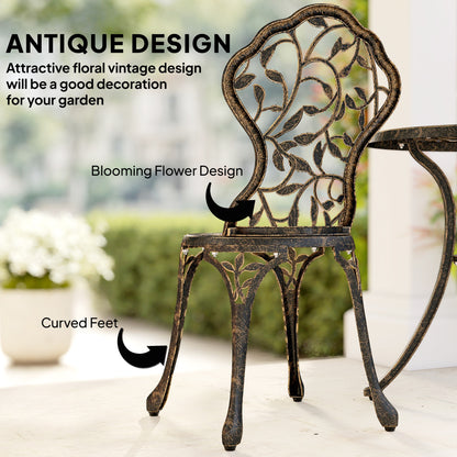 Aluminium Bistro Set Garden Coffee Table Chair Outdoor Dining Set