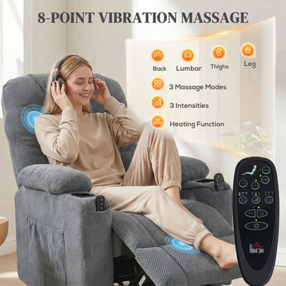 Electric Massage Recliner Chair with Heat, Reclining Chair, Dark Grey