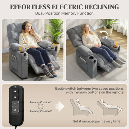 Electric Massage Recliner Chair with Heat, Reclining Chair, Dark Grey