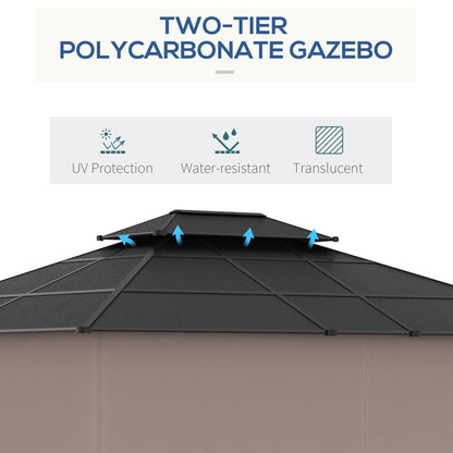3.6 x 3 (m) Double Roof Hard Top Gazebo with Nettings & Curtains