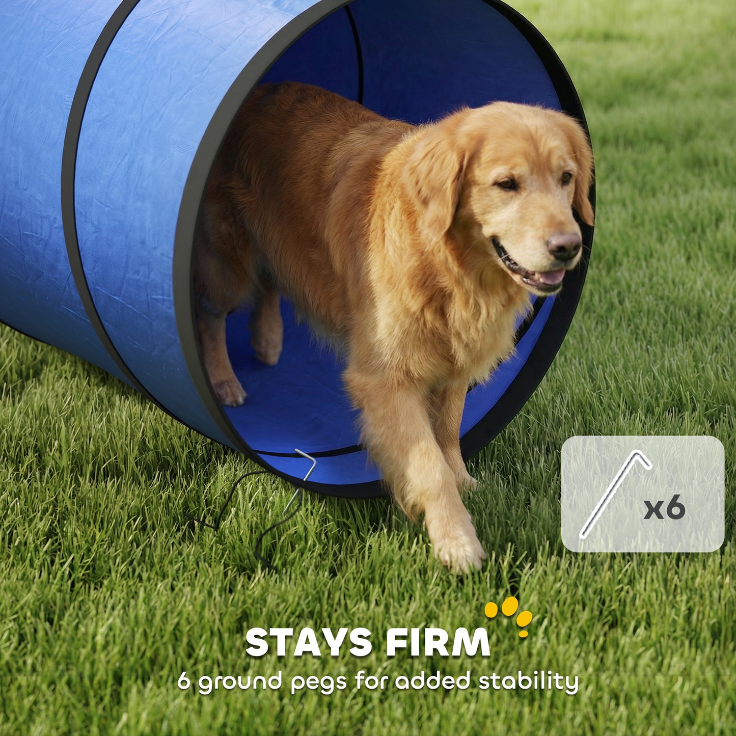 Dog Tunnel 500cm , Foldable Play Tunnel with 6 Ground Pegs and Bag