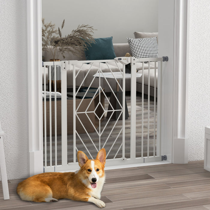 Pressure Fit Stair Gate Dog Gate w Auto Closing Door Double Locking QuidsIn Superstore