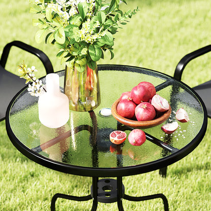 5 PCs Garden Furniture Set, Round Table and Stackable Chairs, Black
