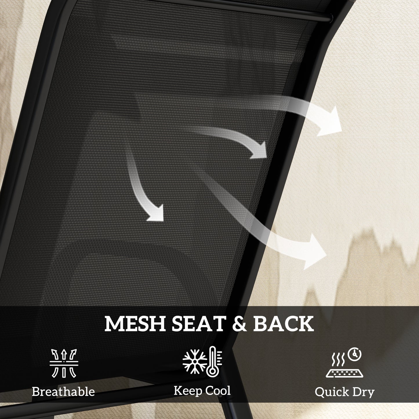 5 PCs Garden Furniture Set, Round Table and Stackable Chairs, Black