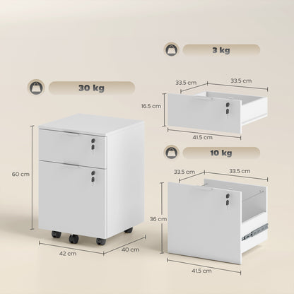 2 Drawer Filing Cabinet with Adjustable Hanging Bars for A4 and Letter