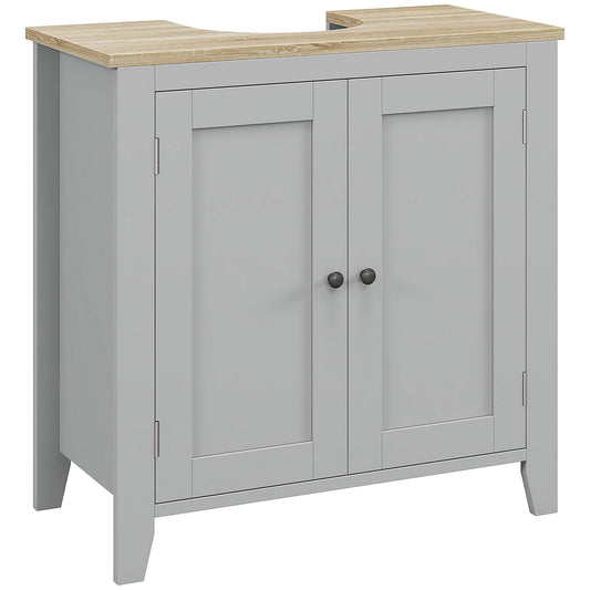 Bathroom Pedestal Under Sink Cabinet with Adjustable Shelf, Grey