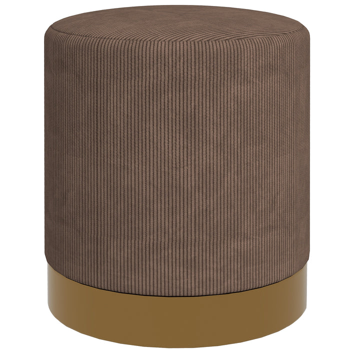 Modern Round Footstool, Fabric Upholstered Foot Rest, Light Brown