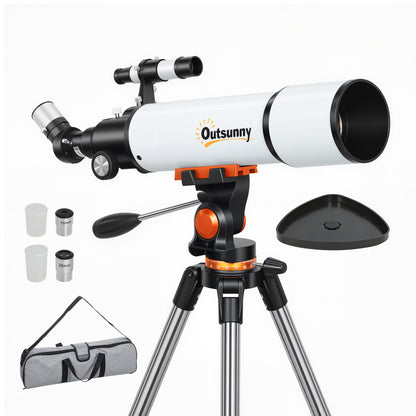Refractor Astronomy Telescope with 80 mm Aperture, Carry Bag, White