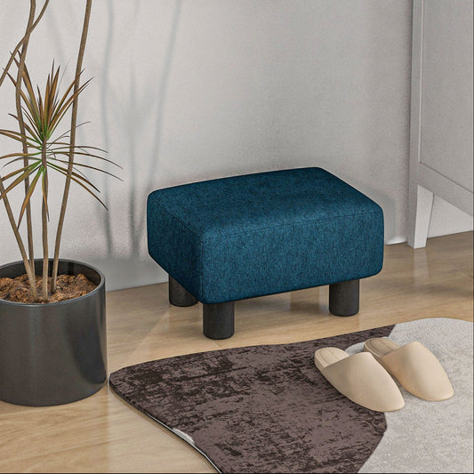 Linen Fabric Footstool Ottoman Cube with 4 Plastic Legs