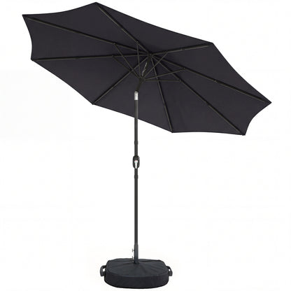 2.7 m Garden Parasol Umbrella with Cross Base, Sandbag, Black