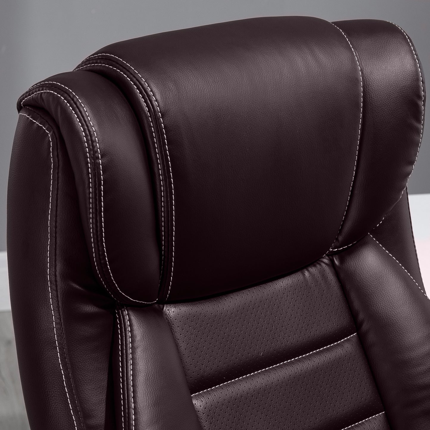 High Back Executive Office Chair 6-Point Vibration Massage Extra Padded Swivel Ergonomic Tilt Desk Seat, Brown