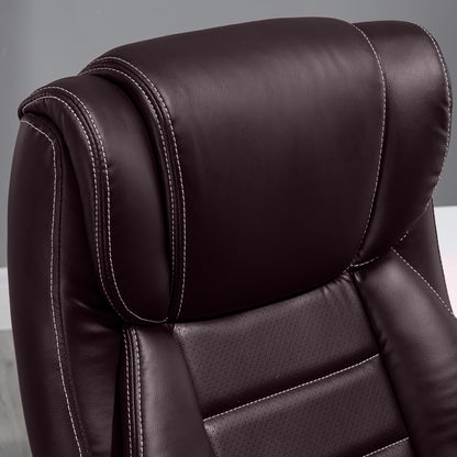 High Back Executive Office Chair 6-Point Vibration Massage Extra Padded Swivel Ergonomic Tilt Desk Seat, Brown