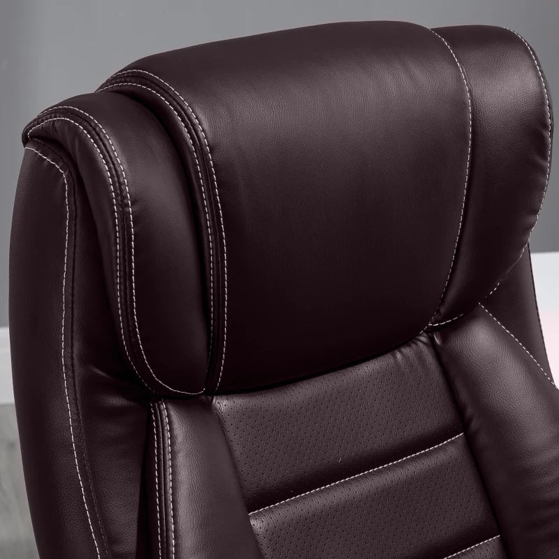 High Back Executive Office Chair 6-Point Vibration Massage Extra Padded Swivel Ergonomic Tilt Desk Seat, Brown