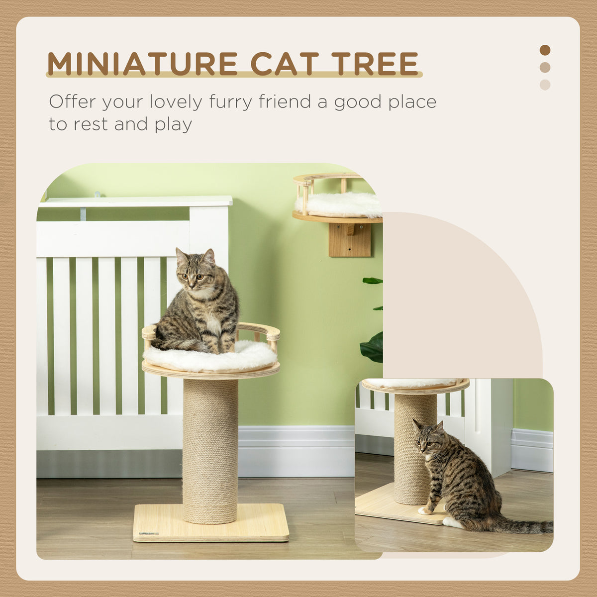 52cm Kitty Activity Centre w/ Bed, Jute Scratching Post