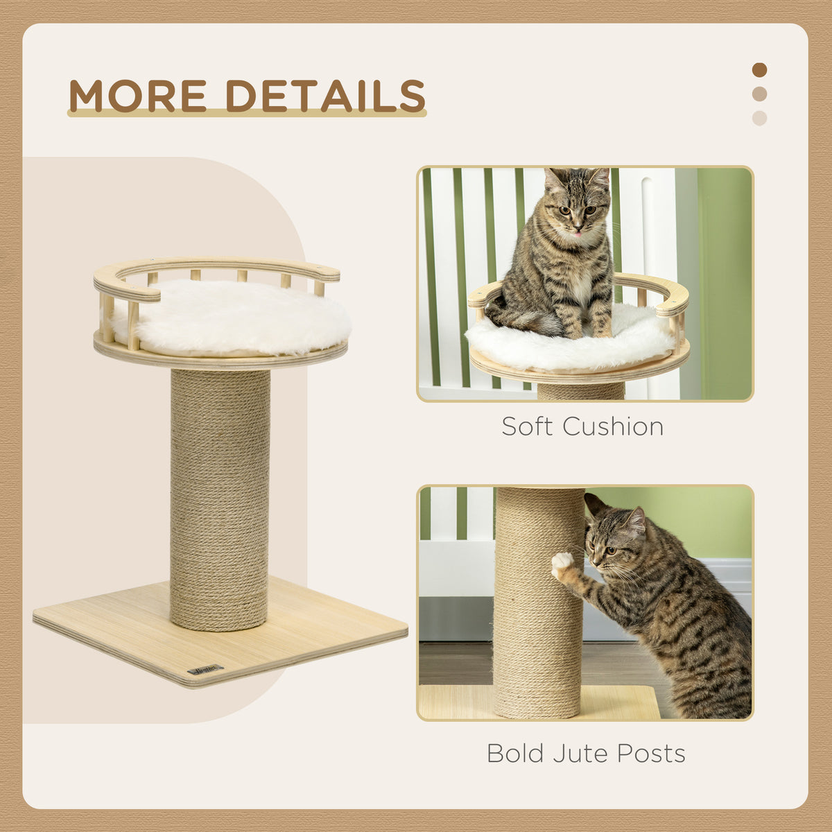 52cm Kitty Activity Centre w/ Bed, Jute Scratching Post