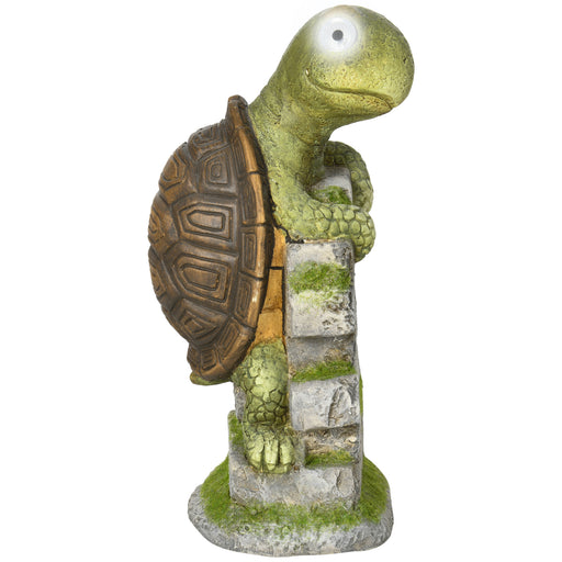 Vivid Tortoise Art Sculpture with Solar LED Light, Colourful Garden Statue, Outdoor Ornament Home Decoration for Porch, Deck, Grass