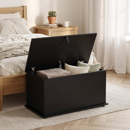 Storage Chest with Safety Hinged Lid, 102L Storage Box, Black
