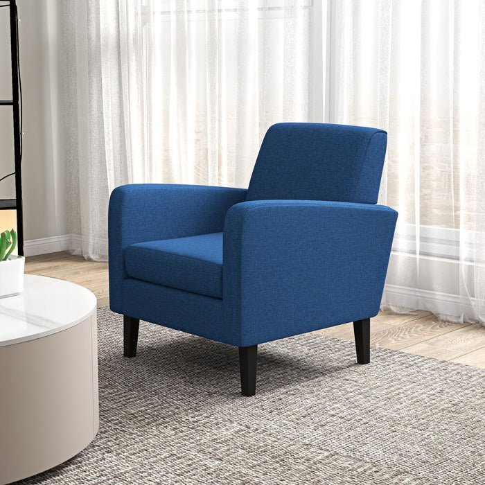 Modern Accent Chair, Occasional Chair with Rubber Wood Legs for Living Room, Bedroom, Blue