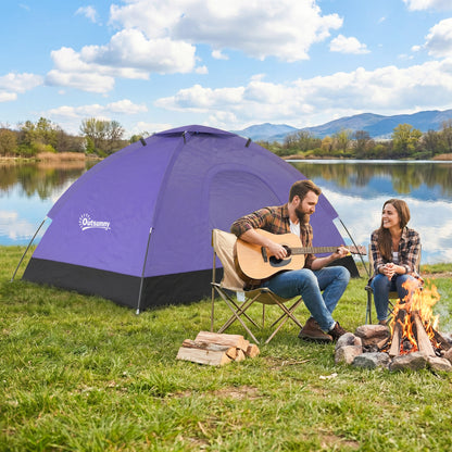 2 Person Camping Tent, Dome Tent with Storage Pocket, Light Purple