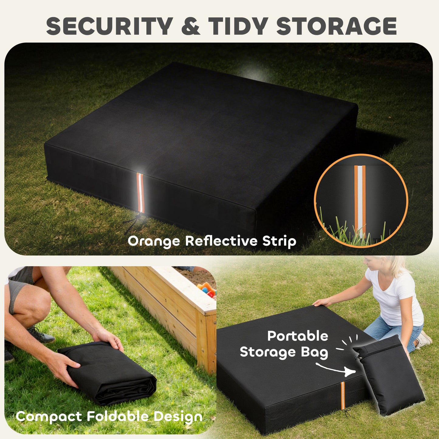 Sandbox Cover, Square Sandpit Cover with Drawstring & Elastic Band