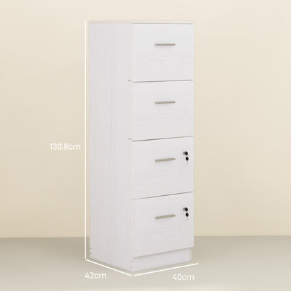 4 Drawer File Cabinet Locking Filing Cabinet for A4, Ash Wood-Effect
