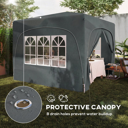 3 x 3(m) UPF50+ Pop Up Gazebo with Sides and Carry Bag, Dark Grey