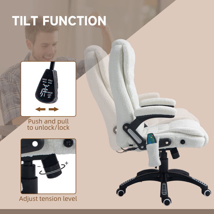 Office Chair w/ Heating Massage Points Relaxing Reclining White